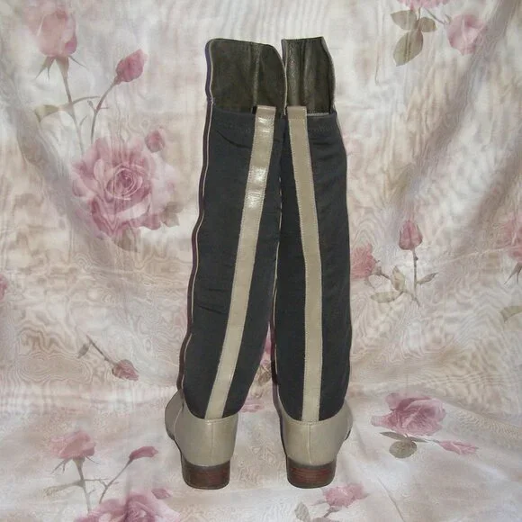 Vintage size 9 Charles David Taupe Leather Knee High Boots - Picture 7 of 13